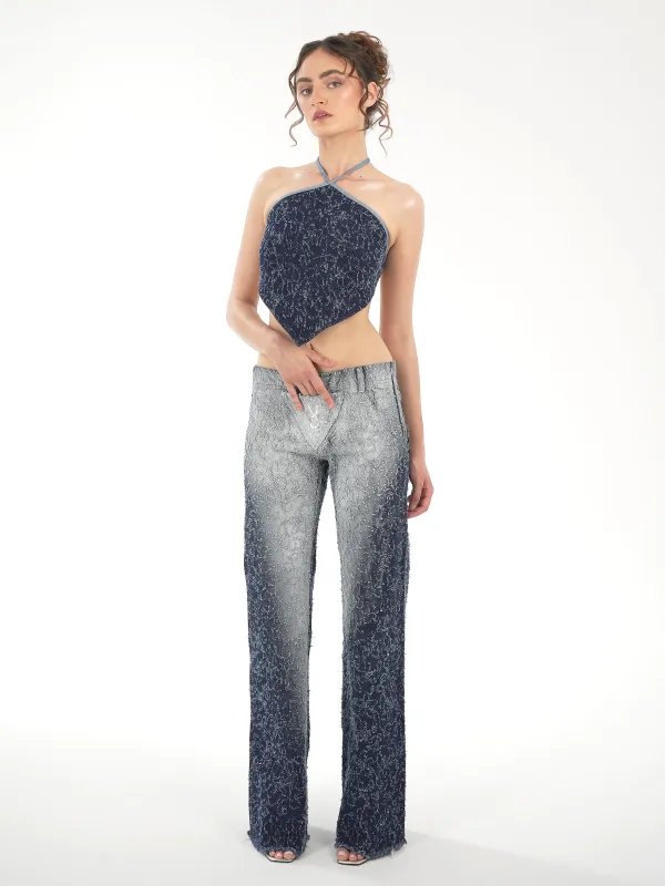 Frayed Denim Jeans made by Di Petsa