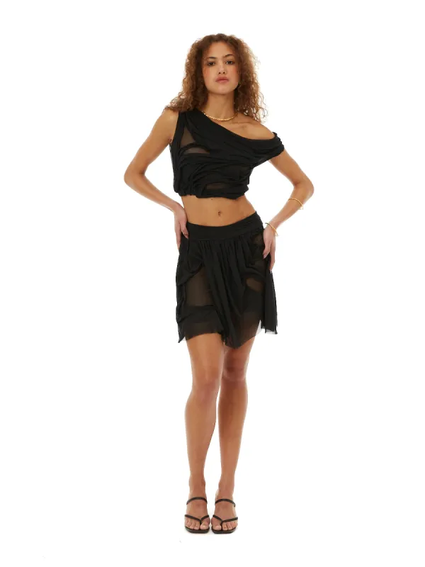 Wetlook Off-shoulder Crop Top made by Di Petsa