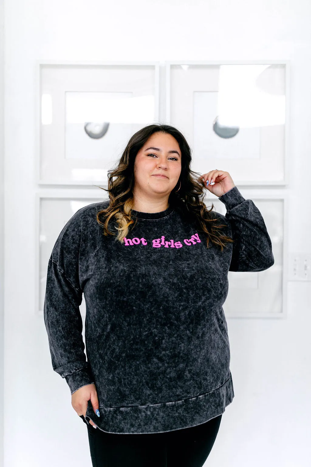 TABY ORIGINAL: Hot Girls Cry Pullover In CHARCOAL*** PUFF*** sold by shop taby