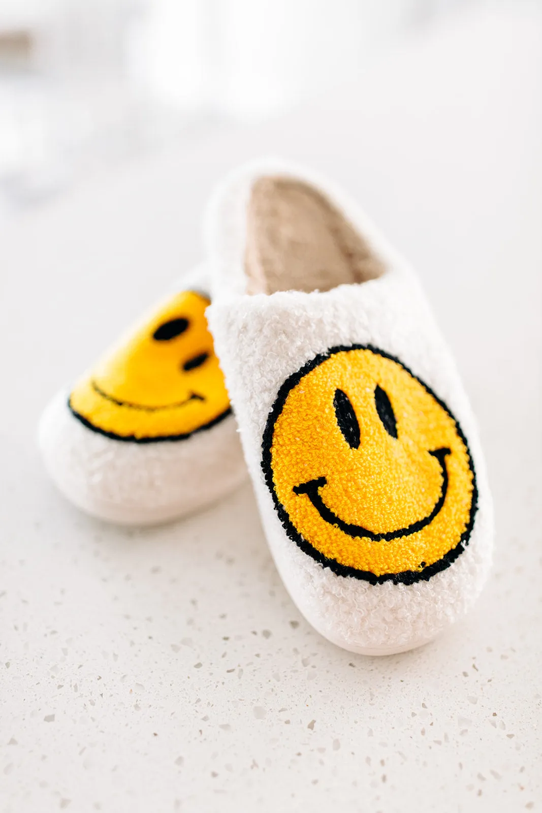 Smile More, Worry Less Slippers In WHITE*** sold by shop taby