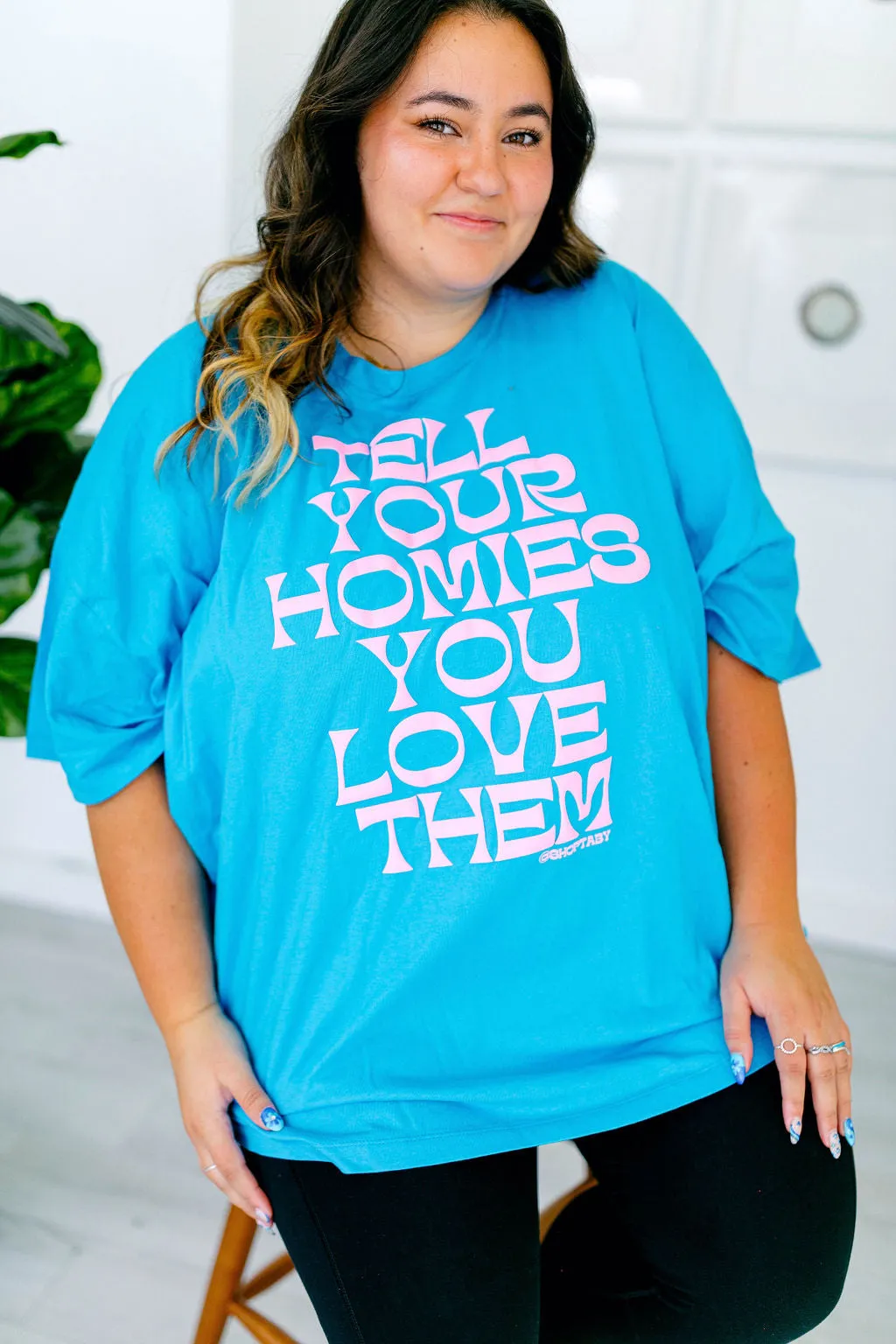 TABY ORIGINAL: Tell Your Homies You Love Them Boxy Tee EXTREME PUFF*** IN SKY BLUE*** RESTOCKED*** sold by shop taby