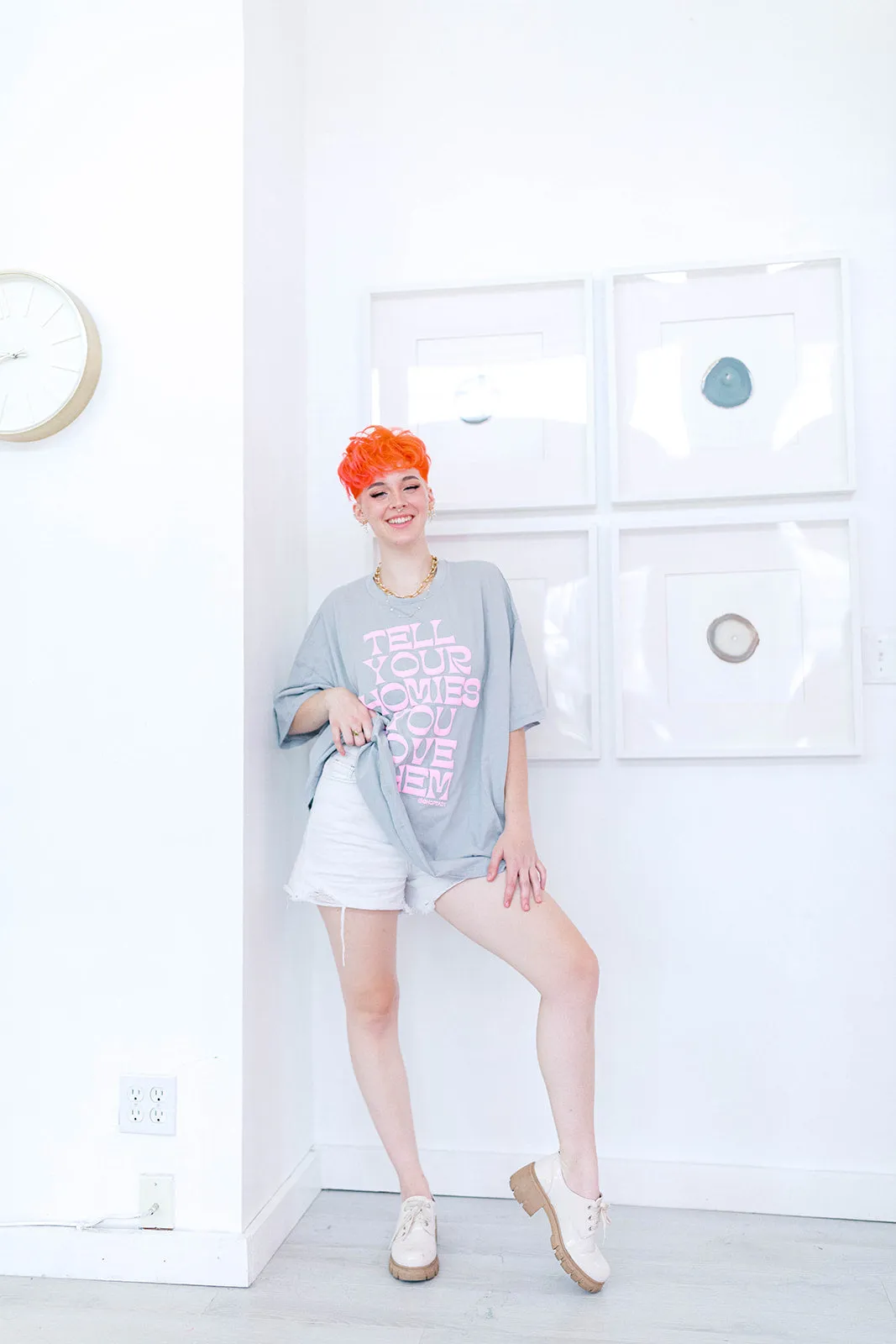 TABY ORIGINAL: Tell Your Homies You Love Them Boxy Tee IN PUFF*** IN STONE GREY*** sold by shop taby product image thumbnail 4