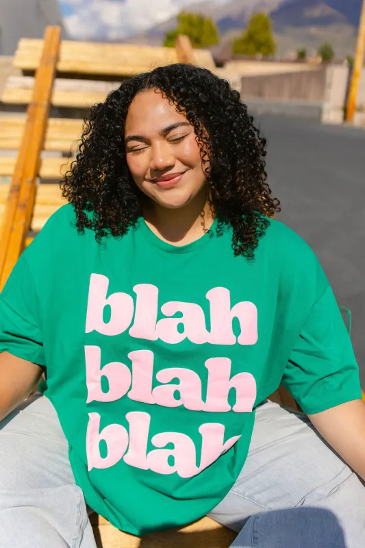 TABY ORIGINAL: BLAH BLAH Blah Boxy Tee In WATERMELON** 2 sided flippable neckline*** made by shop taby