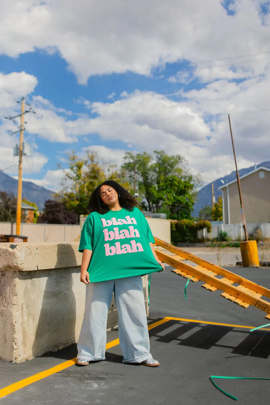 TABY ORIGINAL: BLAH BLAH Blah Boxy Tee In WATERMELON** 2 sided flippable neckline*** sold by shop taby product image thumbnail 3