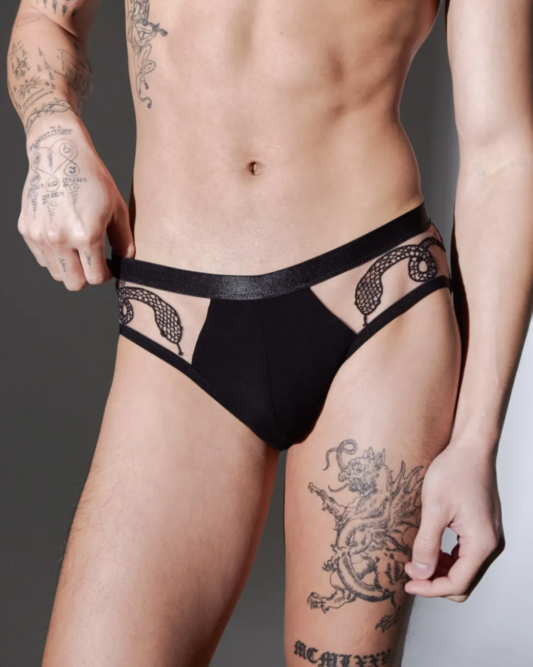 Medusa V-Cut Brief - Black/Butterscotch sold by Thistle and Spire product image thumbnail 4
