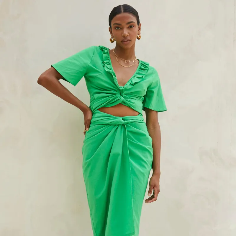 Green Cotton Linen Roma Top made by Never Fully Dressed