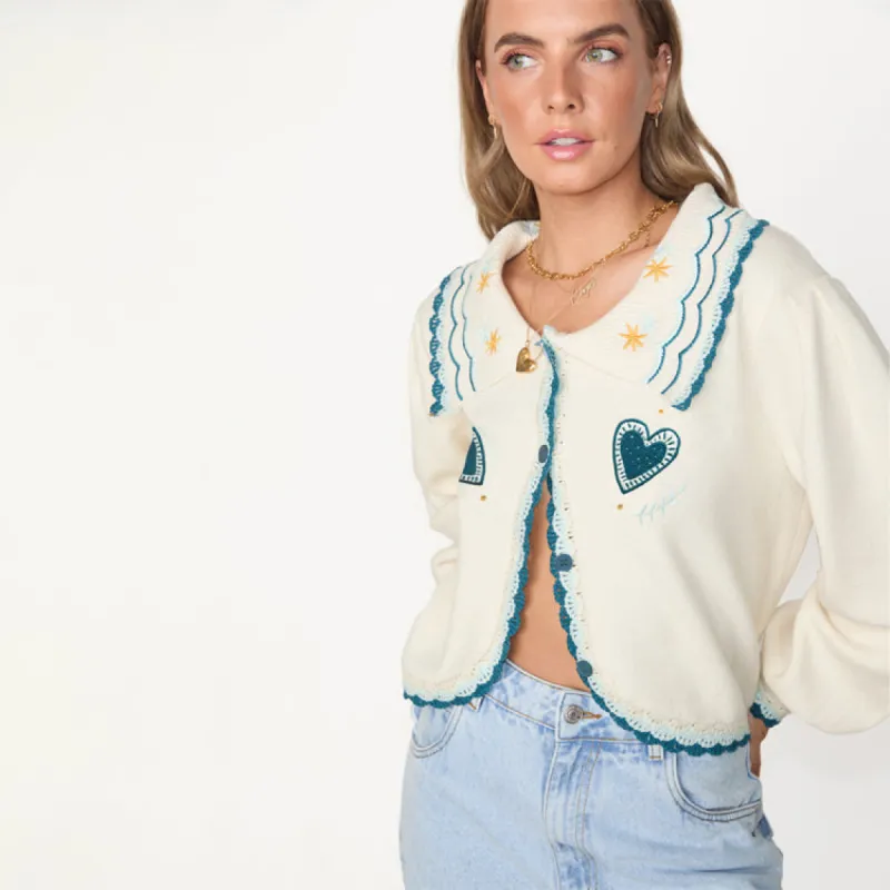 Cream Sundaze Romance Cardigan sold by Never Fully Dressed