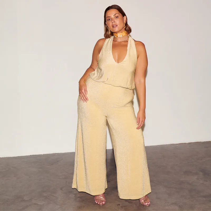 Gold Sparkle Jumpsuit sold by Never Fully Dressed