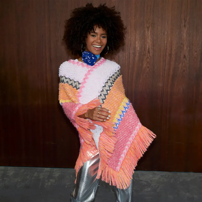 Pink Ayla Poncho sold by Never Fully Dressed