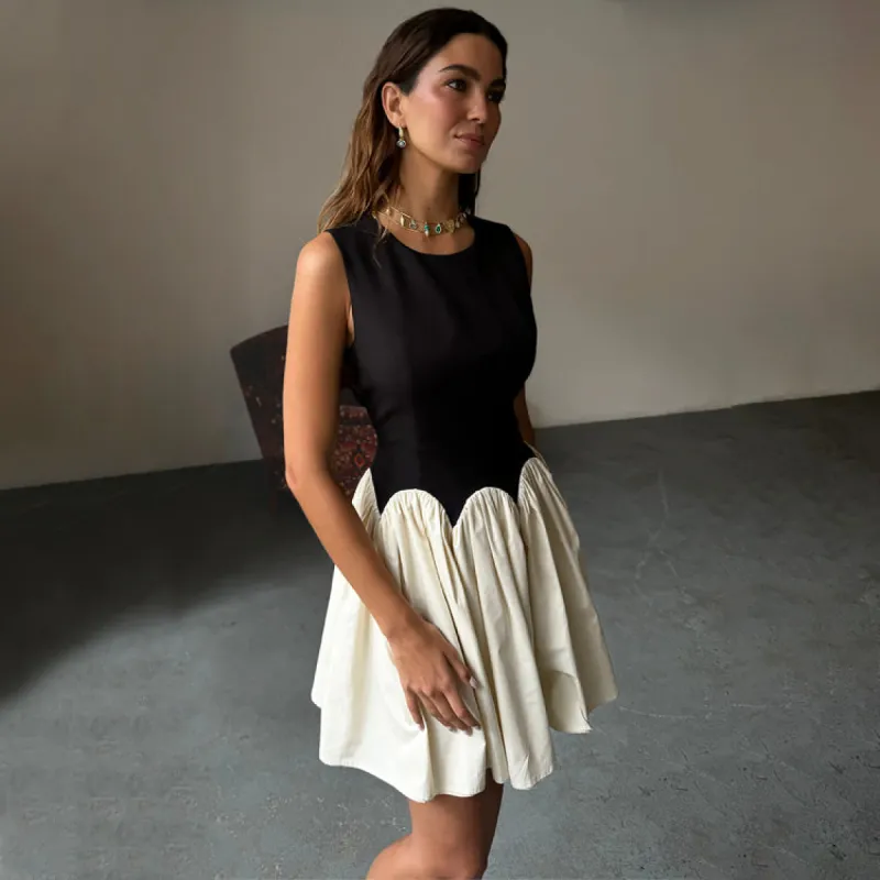 Black and Cream Mini Monika Dress sold by Never Fully Dressed