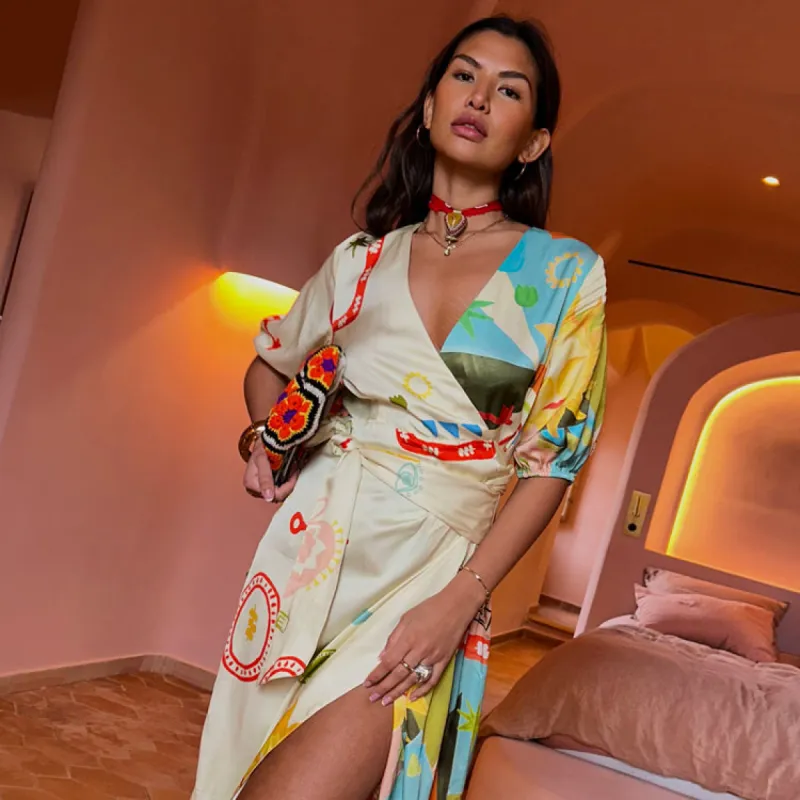 Multi Sundazed Summer Vienna Wrap Dress sold by Never Fully Dressed