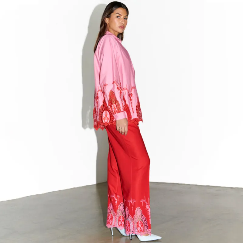 Red And Pink Arden Trouser made by Never Fully Dressed