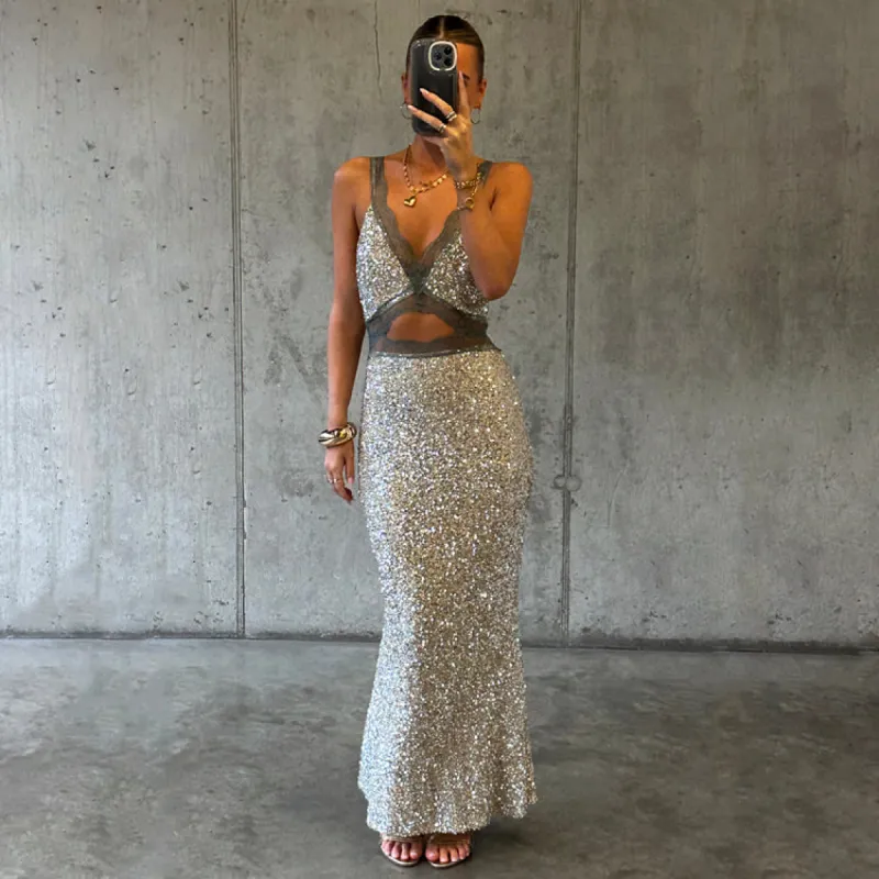 Silver Sequin Mimi Dress sold by Never Fully Dressed
