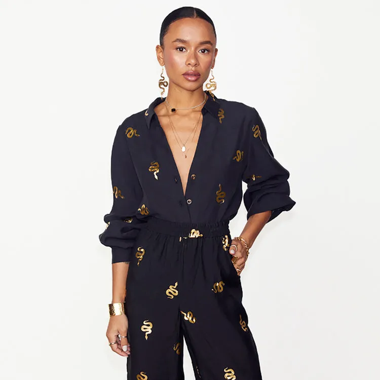 Black Gold Snake Miley Shirt sold by Never Fully Dressed