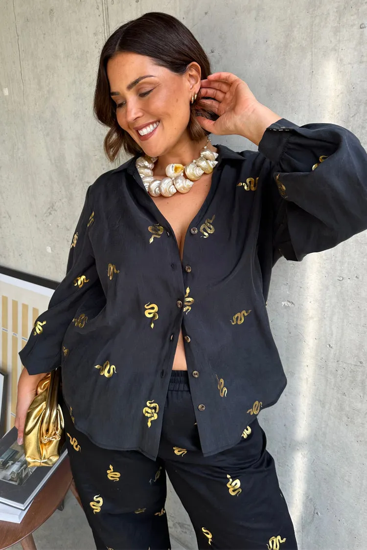 Black Gold Snake Miley Shirt sold by Never Fully Dressed product image thumbnail 2