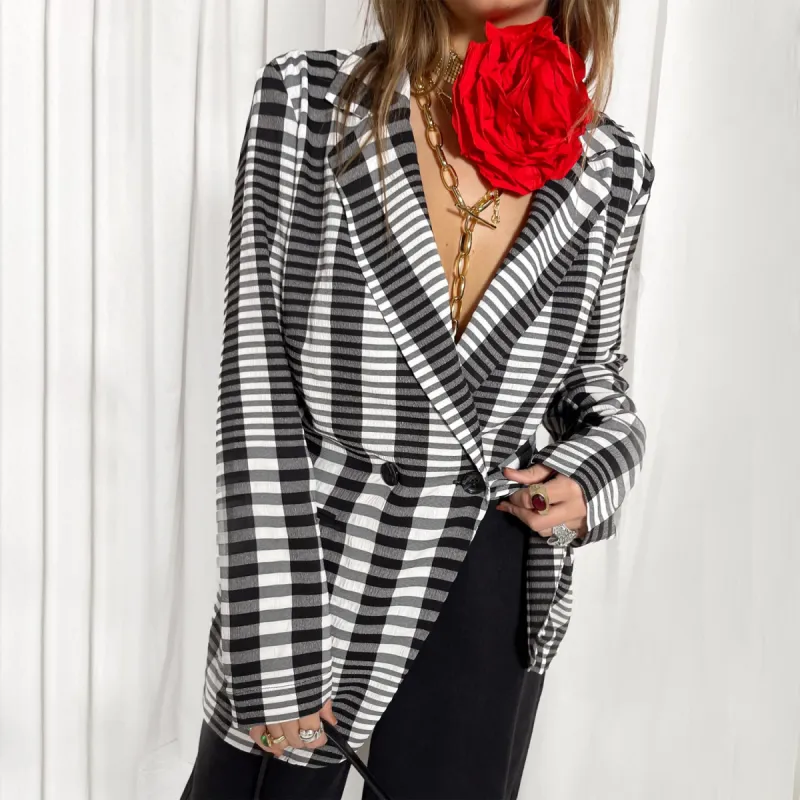Mono Check Blazer sold by Never Fully Dressed