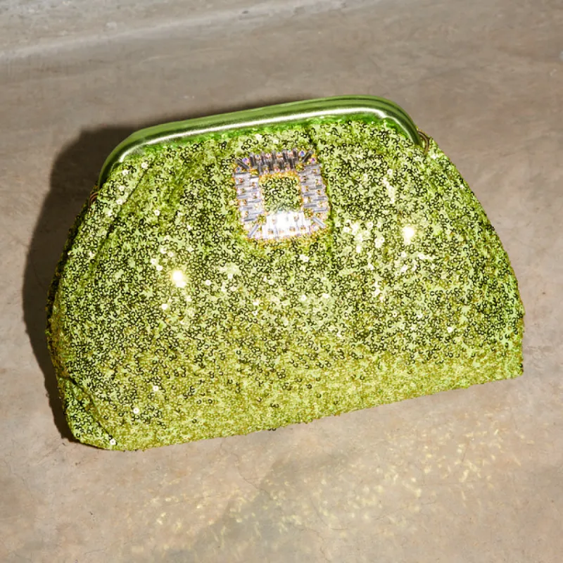 Lime Sequin Clutch Bag sold by Never Fully Dressed