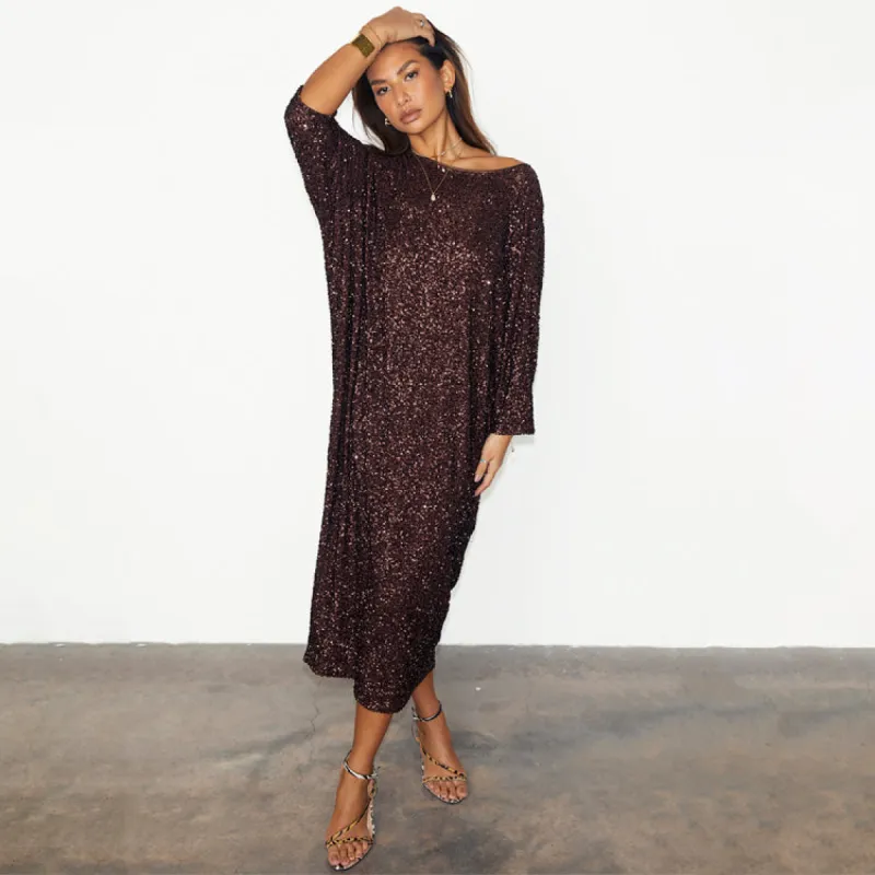 Chocolate Sequin Jem Dress sold by Never Fully Dressed