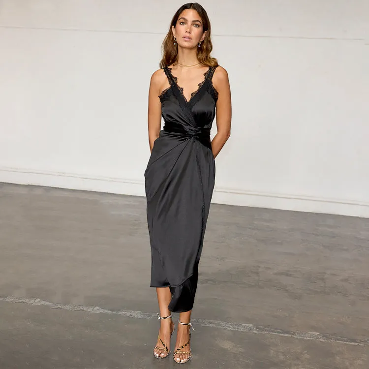 Black Meela Lace Trim Dress sold by Never Fully Dressed