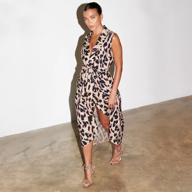 Cotton Linen Leopard Brooklyn Dress sold by Never Fully Dressed