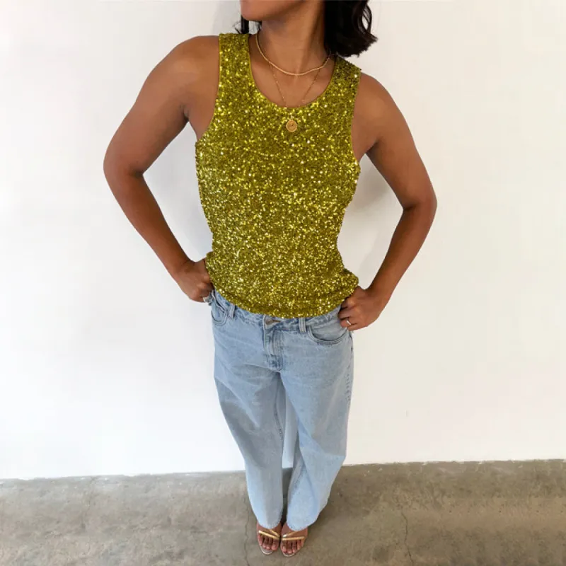 Lime Sequin Tank Top sold by Never Fully Dressed