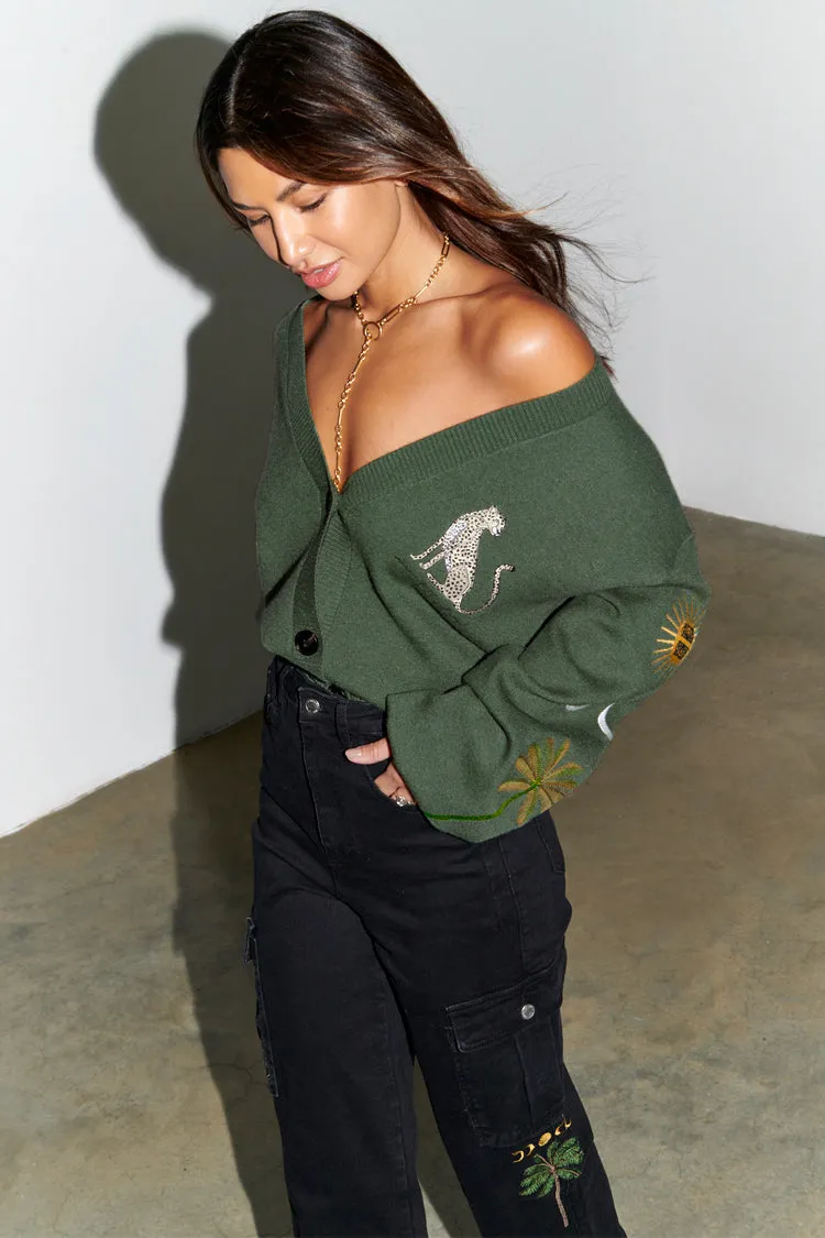 Khaki Running Wild Cardigan sold by Never Fully Dressed product image thumbnail 2