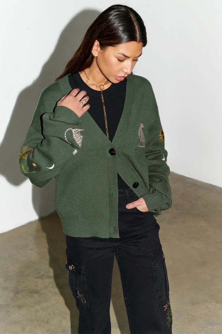 Khaki Running Wild Cardigan sold by Never Fully Dressed product image thumbnail 5