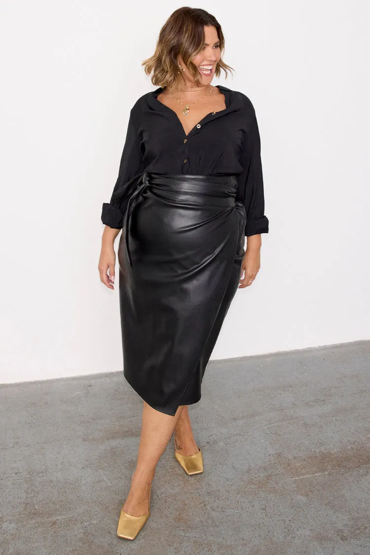 Black Vegan Leather Jaspre Skirt Petite sold by Never Fully Dressed product image thumbnail 5