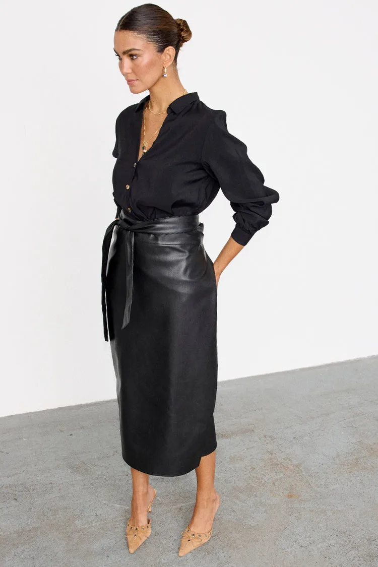 Black Vegan Leather Jaspre Skirt Petite sold by Never Fully Dressed product image thumbnail 2
