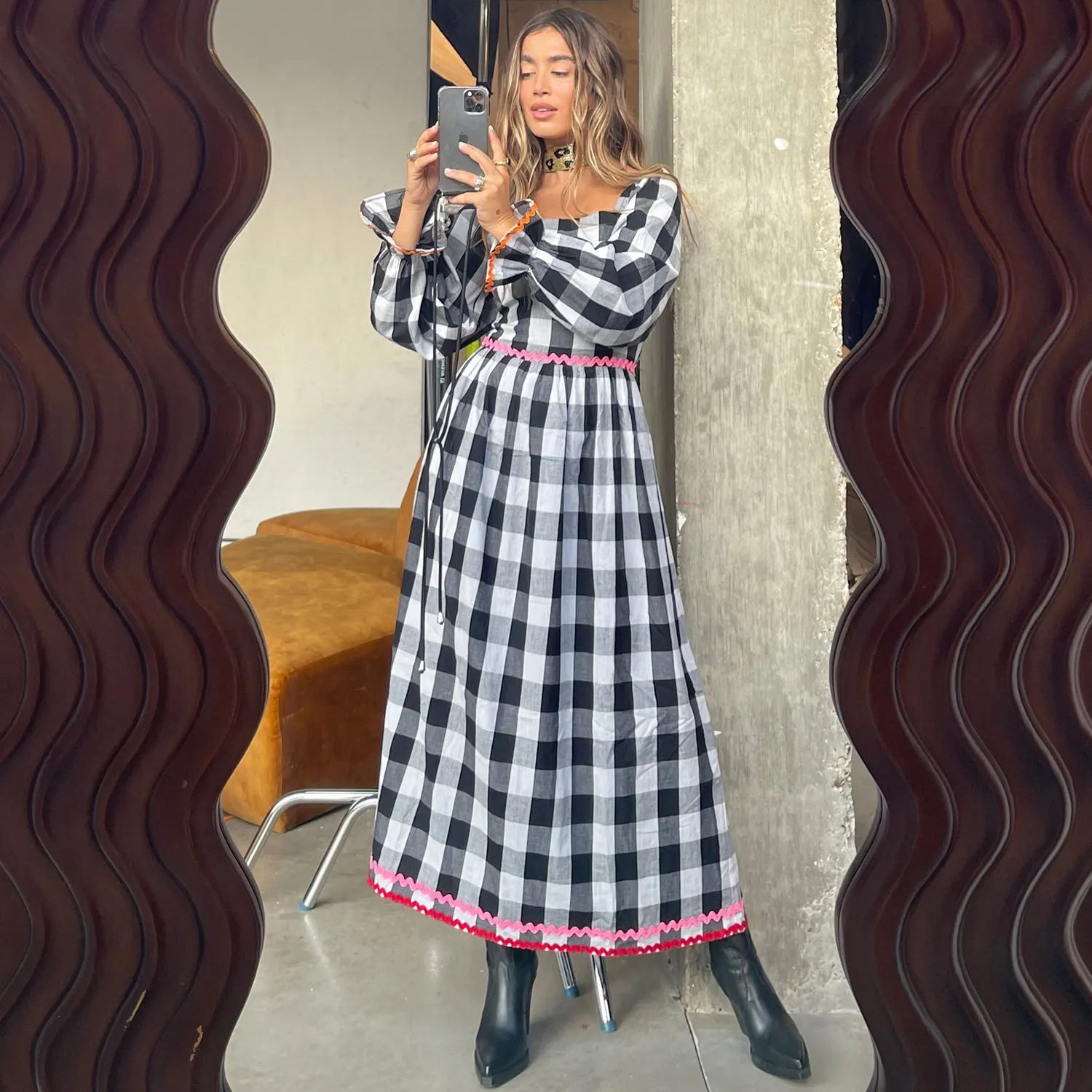 Gingham Macy Midi Dress sold by Never Fully Dressed