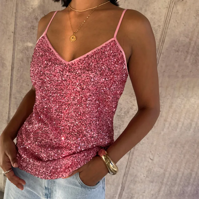 Pink Sequin Cami Top sold by Never Fully Dressed