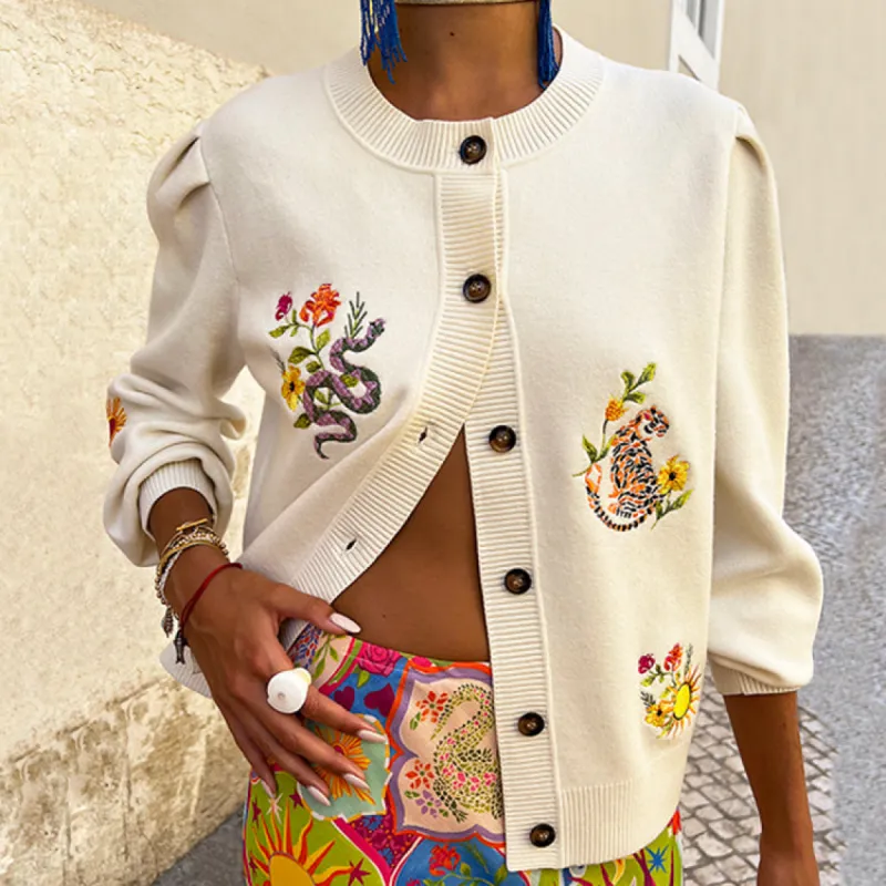 Cream Mosaic Cardigan sold by Never Fully Dressed