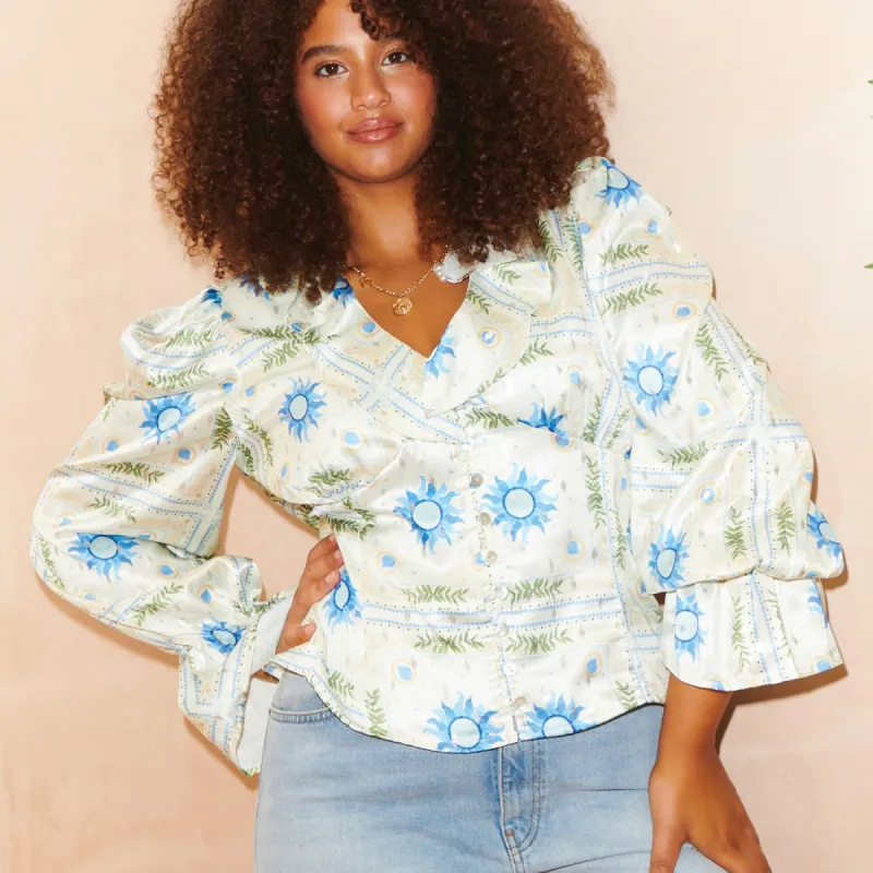 Cream Print Sunniva Top - Curve made by Never Fully Dressed