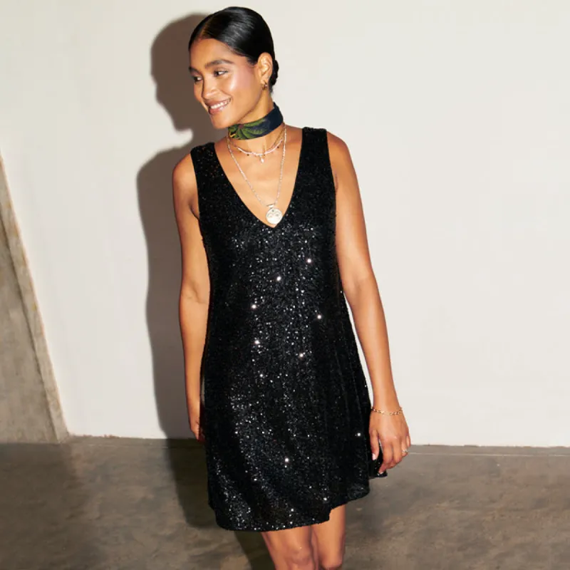 Black Sequin Mini Ruby Dress sold by Never Fully Dressed