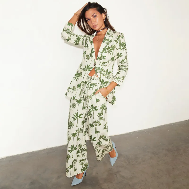 Green Palm Taylor Blazer sold by Never Fully Dressed