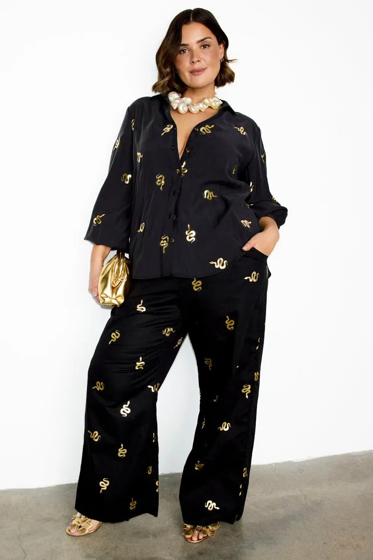Black Gold Snake Elissa Trousers sold by Never Fully Dressed product image thumbnail 3