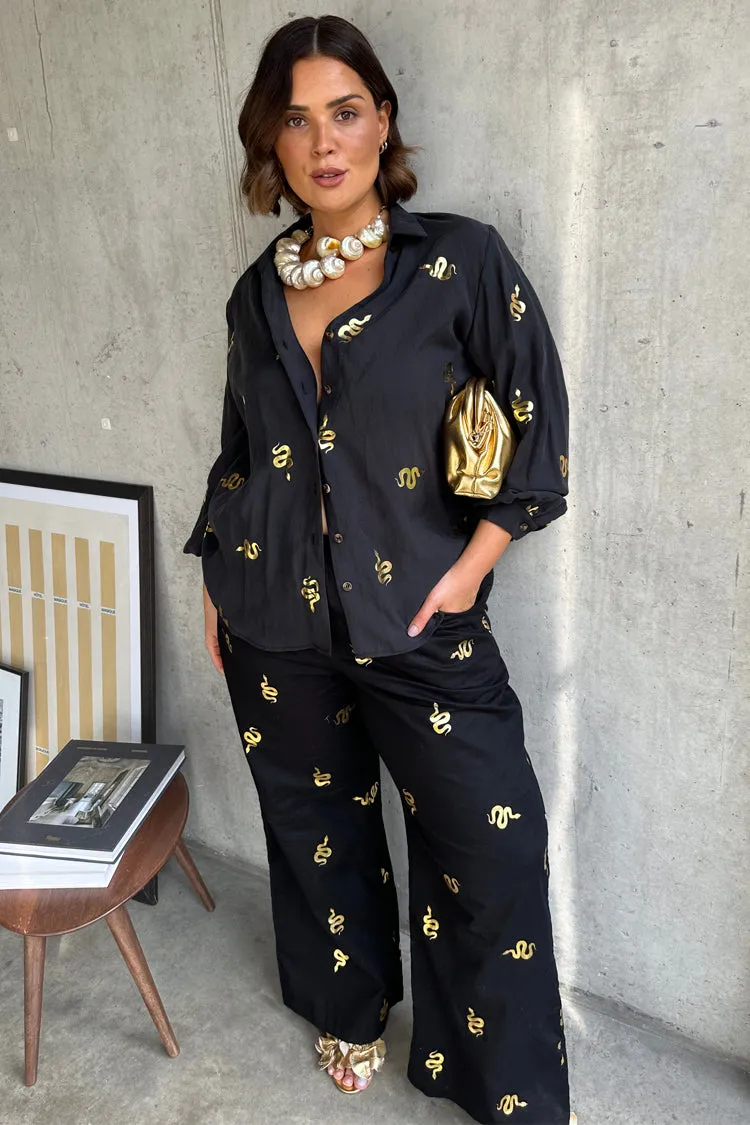 Black Gold Snake Elissa Trousers sold by Never Fully Dressed product image thumbnail 4