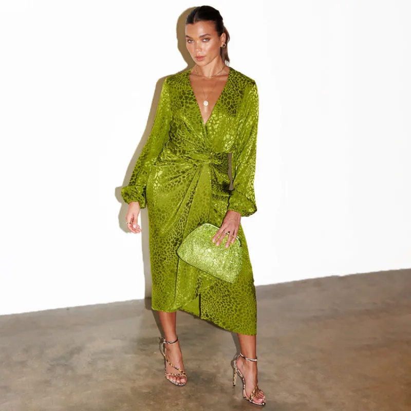 Green Jacquard Maxi Sierra Dress made by Never Fully Dressed