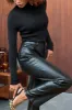 Black Vegan Leather Trousers Petite sold by Never Fully Dressed