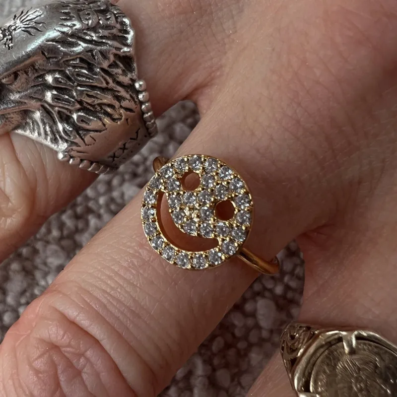 Crystal Happy Face Ring sold by Never Fully Dressed