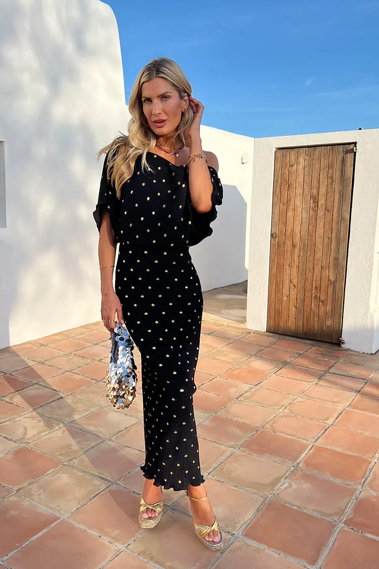 Black Tilly Plisse Dress with Gold Fleck Petite sold by Never Fully Dressed product image thumbnail 2