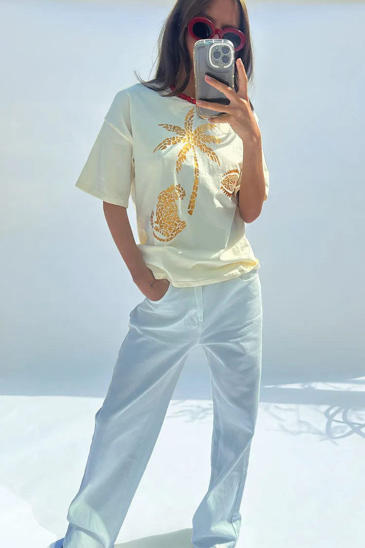 Cream and Gold Mosaic Leopard T-Shirt sold by Never Fully Dressed product image thumbnail 4