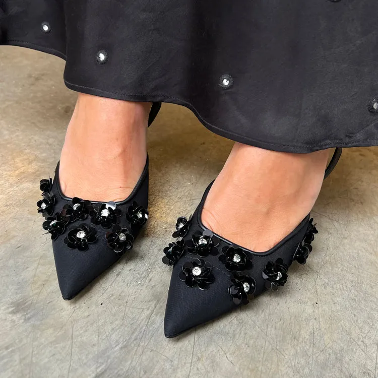 Black Bead Bimba Slingback Shoes sold by Never Fully Dressed