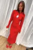 Red Gaia Plisse Dress sold by Never Fully Dressed