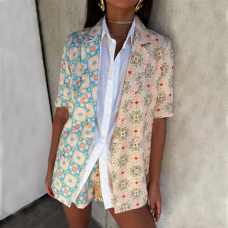 Pastel Geo Clash Margo Blazer sold by Never Fully Dressed