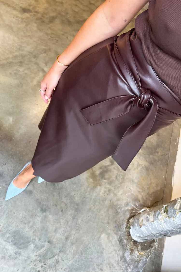 Chocolate Vegan Leather Jaspre Skirt sold by Never Fully Dressed product image thumbnail 2