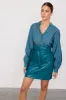 Teal Vegan Leather Mini Jaspre Skirt sold by Never Fully Dressed