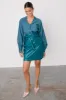 Teal Vegan Leather Mini Jaspre Skirt sold by Never Fully Dressed