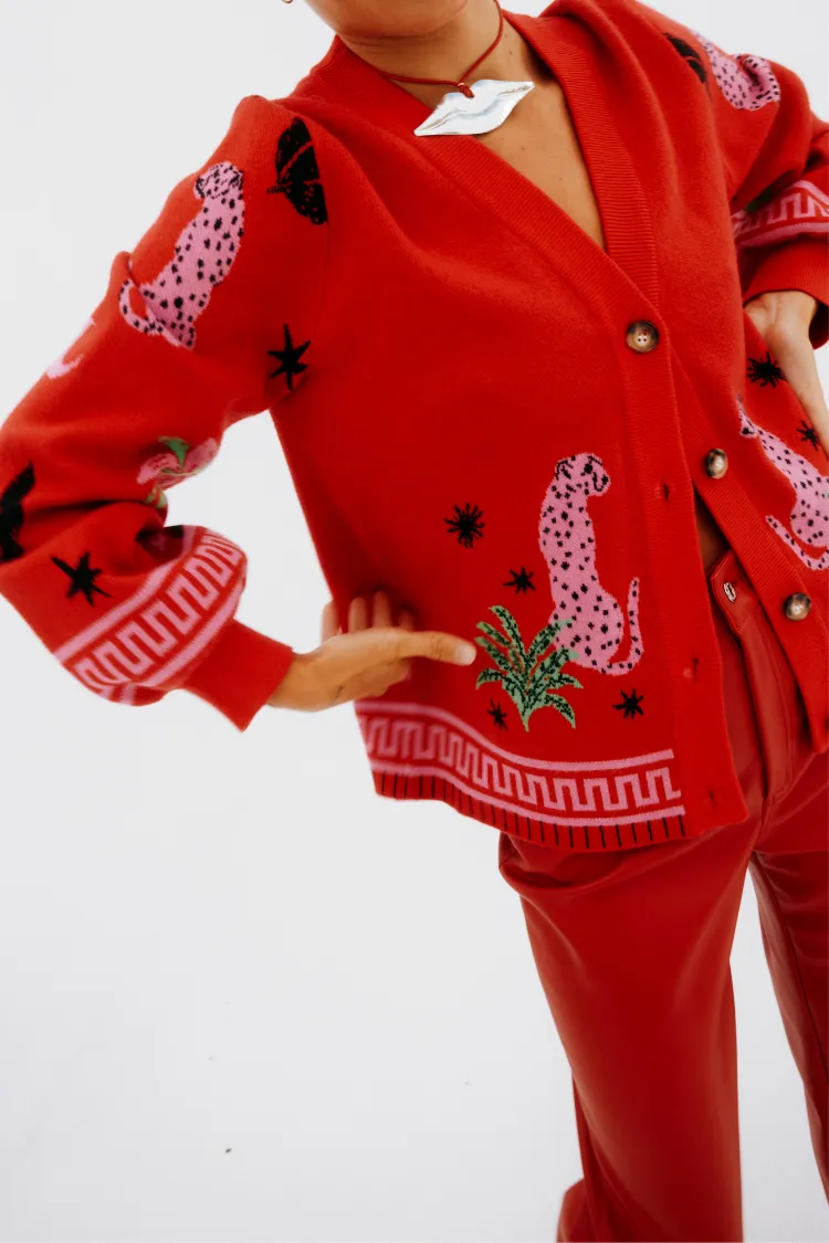 Red Solstice Knit Cardigan sold by Never Fully Dressed product image thumbnail 4
