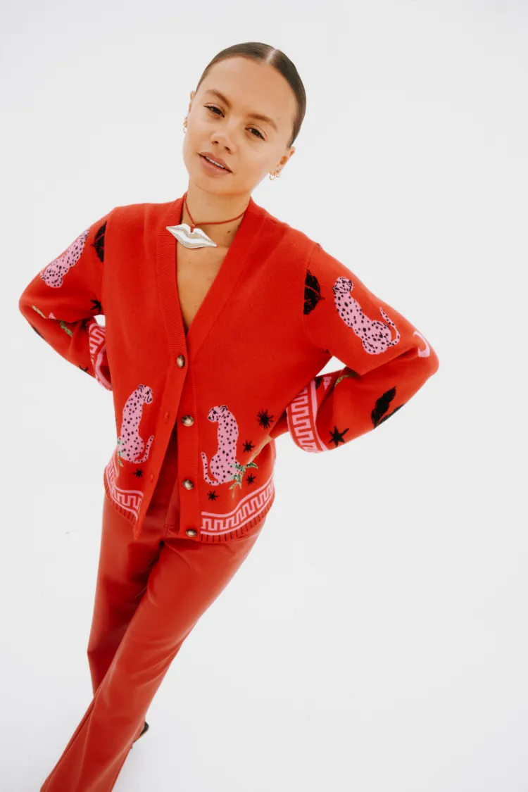 Red Solstice Knit Cardigan sold by Never Fully Dressed product image thumbnail 3